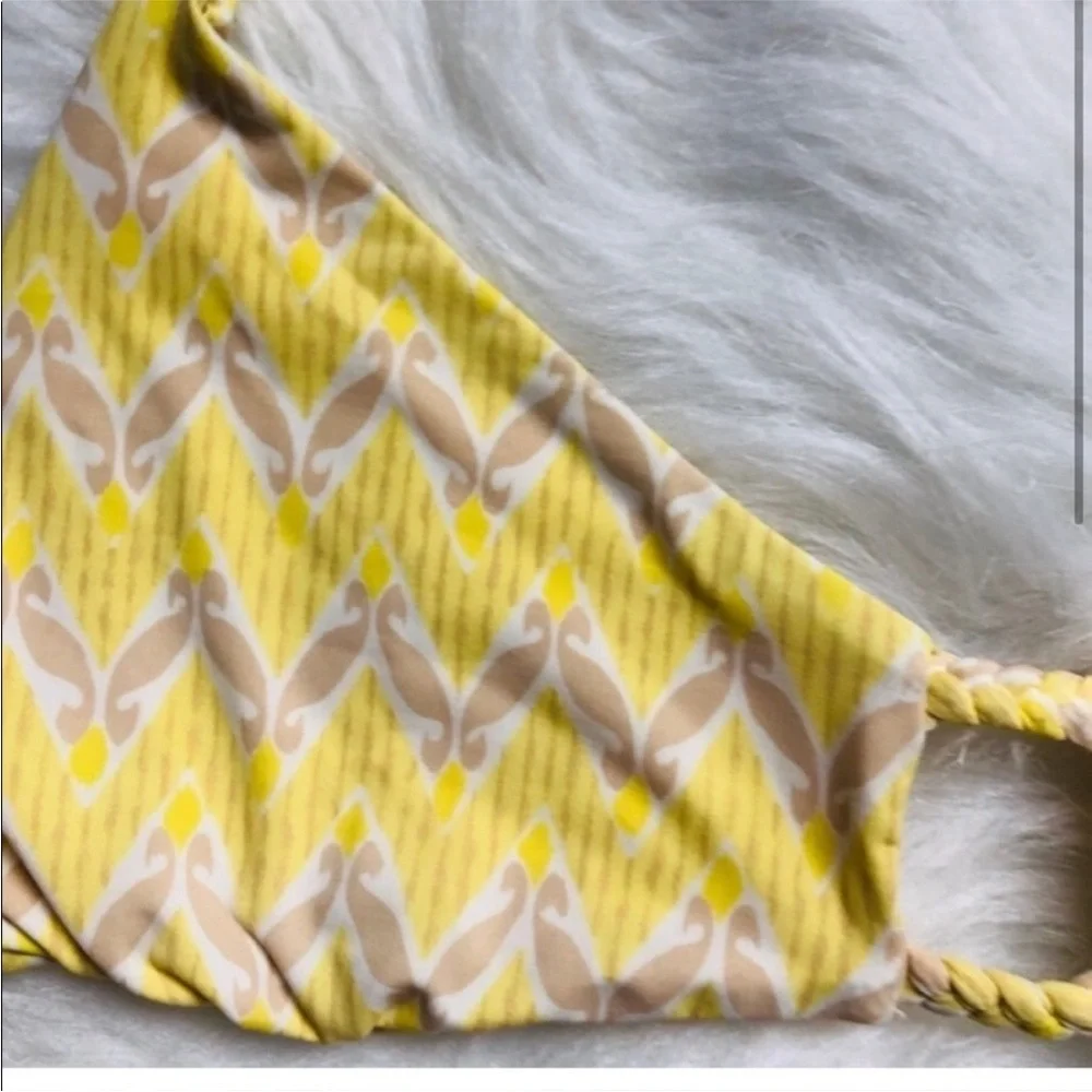 RARE OG Frankie’s Bikinis Yellow Chevron Butterfly Oceanside Top